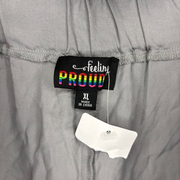 FEELING PROUD NEW Shorts UNISEX XL Gray Rainbow PRIDE Drawstring - Picture 5 of 5